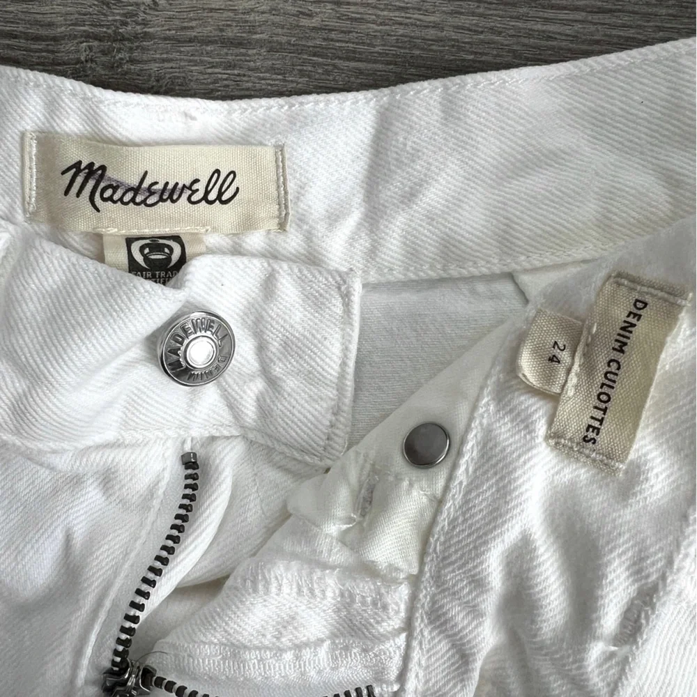 MADEWELL Denim Culottes Size 24 Pure White Wide Leg High Rise Relaxed Boho Retro